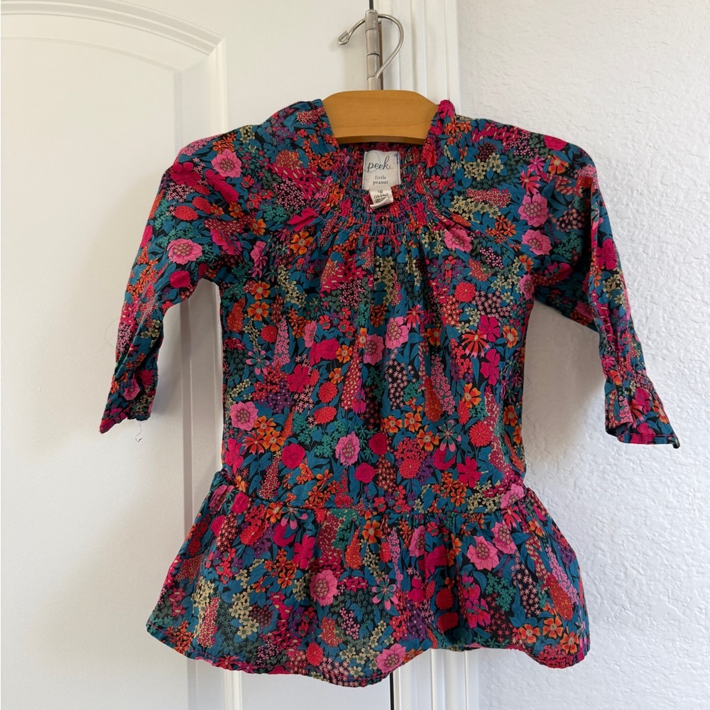 Peek shirt long sleeve tunic top floral smocked